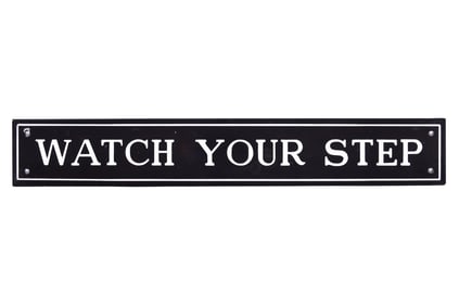 Porcelain Watch Your Step Railroad Passenger Car Sign