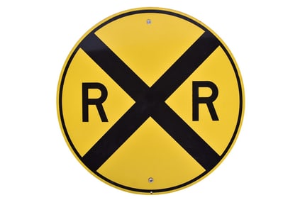 24" Diameter Railroad Crossing Single Sided Porcelain Sign