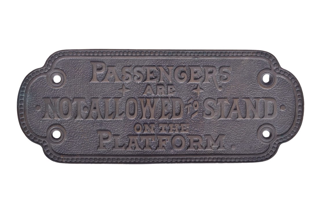 Adlake Cast Bronze Passenger Notice Sign - Plate No. 13 "Passengers Are Not Allowed to Stand on the  (1 of 4)
