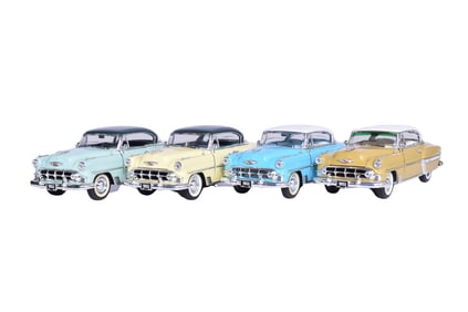 Four Jada 1:24 Die Cast 1953 Chevrolet Bel Air Models