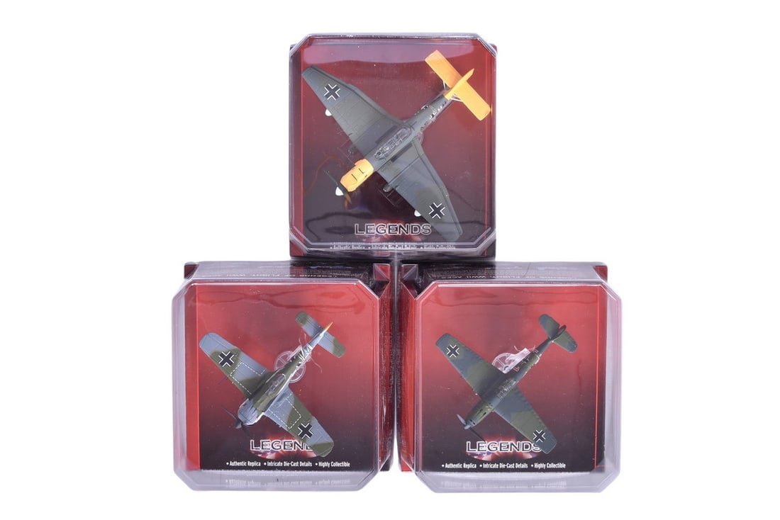 Three Corgi Legends 1:72 WWII Aces Die Cast Planes - Focke Wulf 190A-3, Junkers JU-87R-2, and (1 of 2)