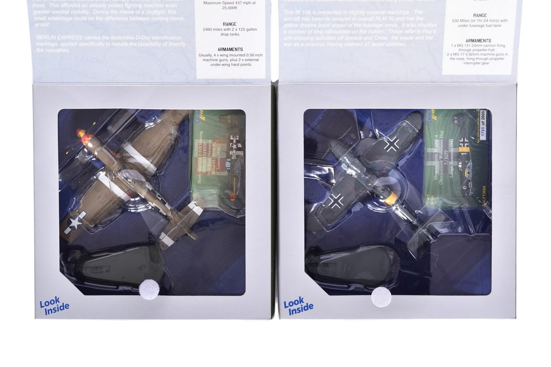 Pair of Gemini Aces 1:72 P-51B Mustang & Messerschmitt Bf 109F-4 Diecast WWII Planes - NIB (1 of 2)