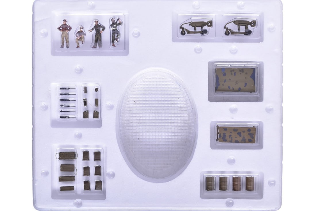 GMP 1:35 Service Diorama 9004 Diecast WWII Airfield w/ Figures: GMP 1:35 Service Diorama 9004 Diecast WWII Airfield w/ Figures Replica 1:35 scale die cast diorama of airfield base and figures by GMP (Georgia Marketing & Promotions) Service Diorama. Item No. 9004.