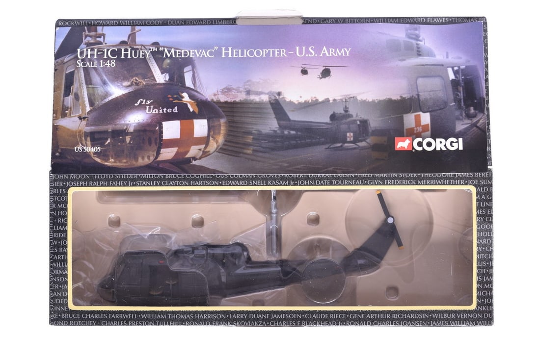 Corgi 1:48 UH-1C "Medevac" US Army Helicopter Diecast Vietnam War Military Aircraft - NIB (1 of 2)