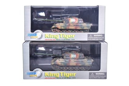 Pair of Dragon Armor 1:72 King Tiger Henschel Turret 'Battle of the Bulge' Diecast WWII Military