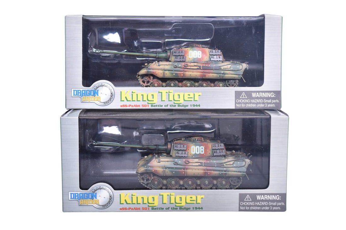 Pair of Dragon Armor 1:72 King Tiger Henschel Turret 'Battle of the Bulge' Diecast WWII Military (1 of 2)