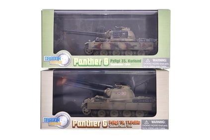 Pair of Dragon Armor 1:72 Panther G Sd.Kfz.171 Diecast WWII German Military Tanks
