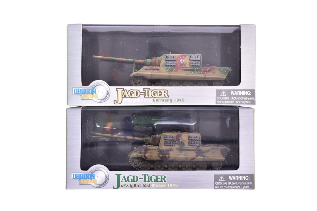 Pair of Dragon Armor 1:72 Jagd-Tiger Henschel Version Diecast WWII German Military Tanks (1 of 2)