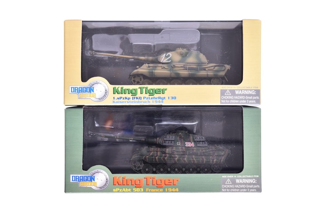 Pair of Dragon Armor 1:72 King Tiger Porsche Turret Diecast Military Tanks (1 of 2)