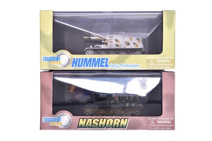 Pair of Dragon Armor 1:72 Diecast WWII Military Tanks - Nashorn and Hummel Early Production