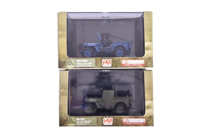 Pair of Hobby Master 1:72 Willys Jeep MB Diecast US Military Vehicles