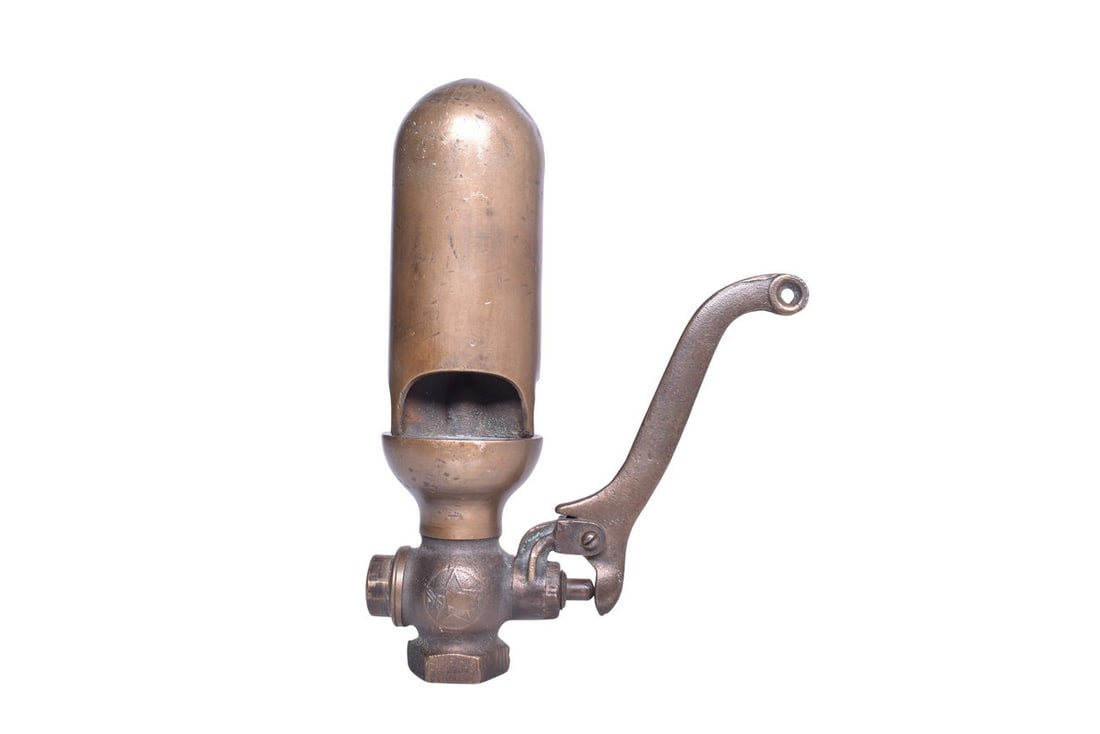 Powell 9 1/2" Tall Three Chime Brass Baldy Steam Whistle (1 of 6)