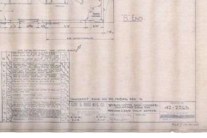 Original 1946 Budd Company Chicago Burlington & Quincy Railroad California Zephyr 50 Passenger Dome