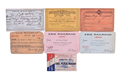 Seven Erie Railroad and New York, Lake Erie & Western Monthly and Annual Passes