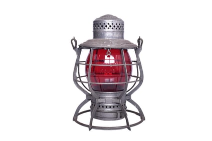 Adams & Westlake "The Adams" Burlington Route Railroad Lantern W/ Red Cast Globe