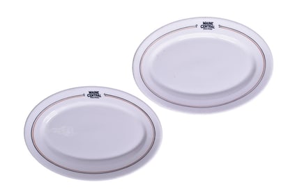 Pair of Maine Central Railroad China Kennebec Oval Platter Plates 8 1/4"