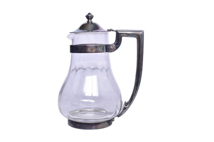 Union Pacific Railroad "Overland Route" Silver Glass Water Carafe