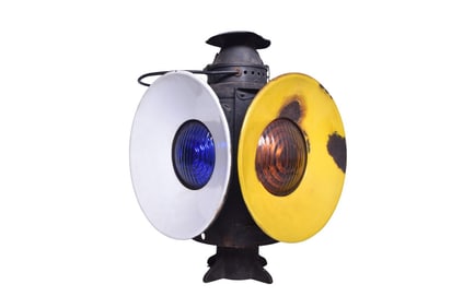 Restored Adams & Westlake Switch Lamp with White and Yellow Porcelain Day Targets