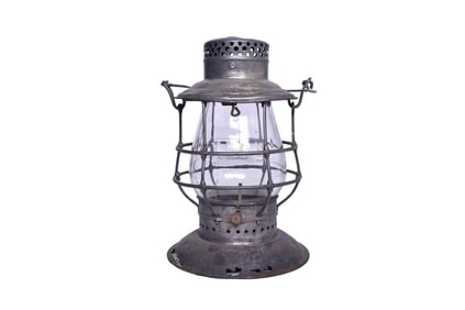 Adlake Reliable New York, Ontario & Western Railway Bell Bottom Railroad Lantern W/ Cast Globe