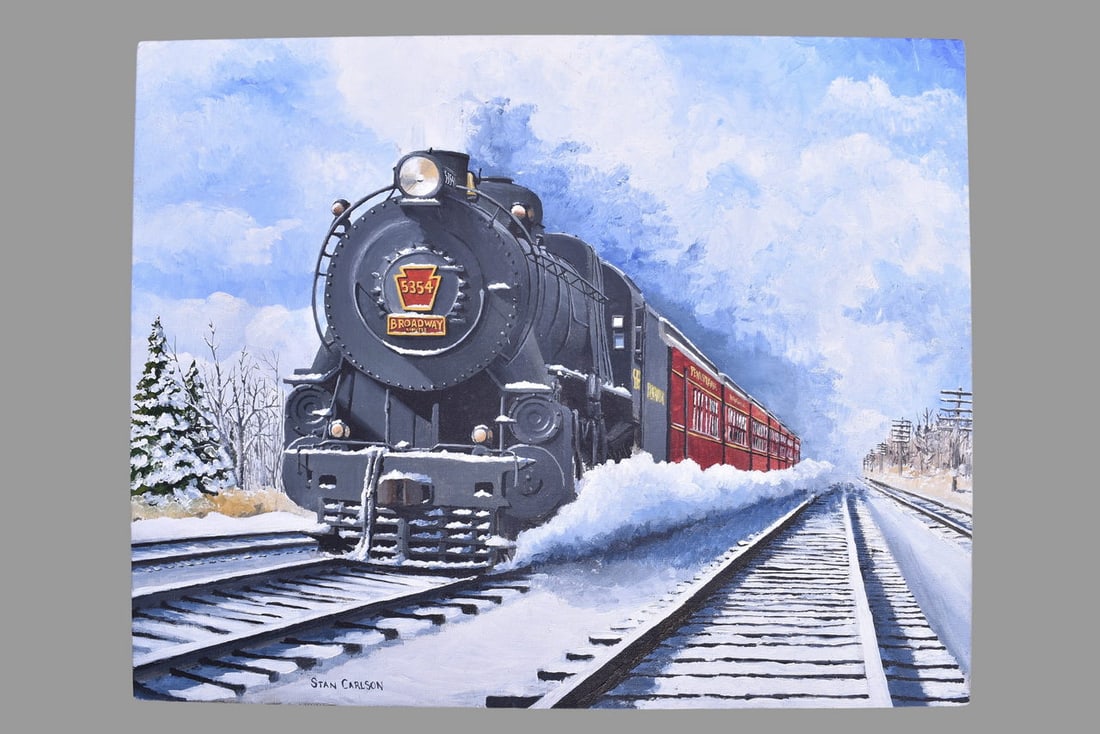 Original Stan Carlson Acrylic Painting of Pennsylvania Railroad's The Broadway Limited (1 of 3)