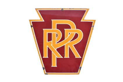 Pennsylvania Railroad Keystone Herald Single Sided Porcelain Sign