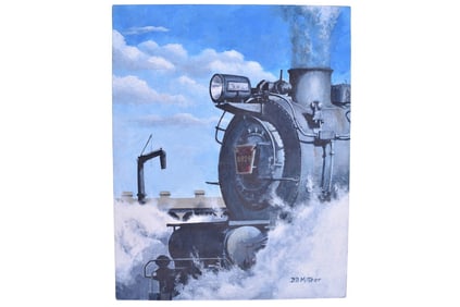 Original DB Mittner Acrylic Painting of Pennsylvania Railroad's M1 Locomotive #6974