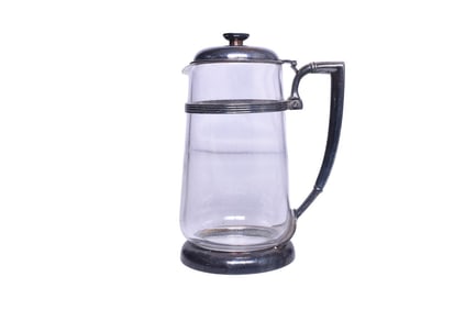 Chesapeake and Ohio Railroad Silver Glass Water Carafe Pitcher - 1943