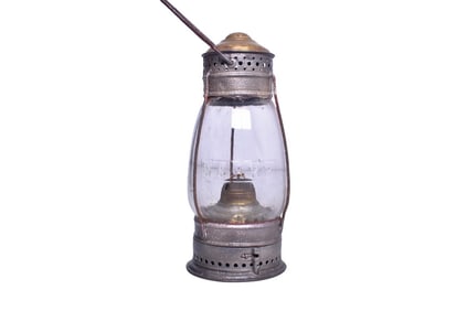 C.T. Ham Boston & Albany Railroad Brass Top Lantern w/ Clear Cast Fixed Globe