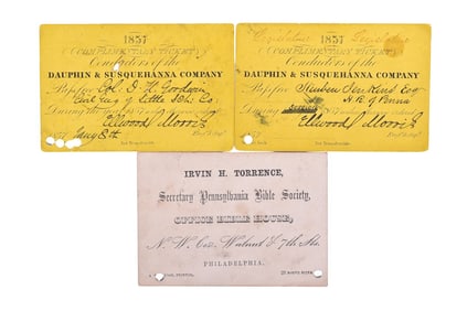 Three Dauphin & Susquehanna Company Railroad Passes - Conductors and Legislature Pass