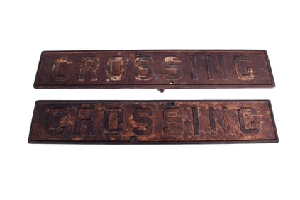 Unrestored Cast Iron Railroad Crossing Crossbuck Pair