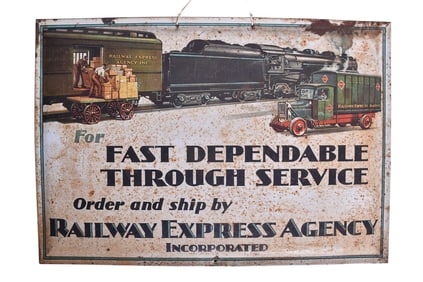 Railway Express Agency Tin Lithograph Advertising Sign