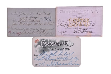 Three Northeast Railroad Annual Passes - New Jersey & New York and Chesapeake & Ohio