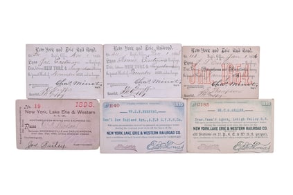 Six New York & Erie and New York, Lake Erie & Western Monthly and Annual Passes