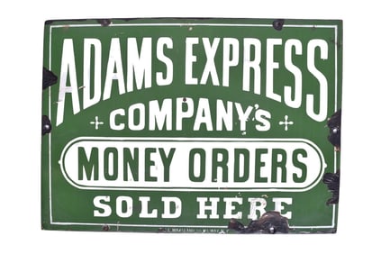Adams Express Co. Money Orders Single Sided Porcelain Sign