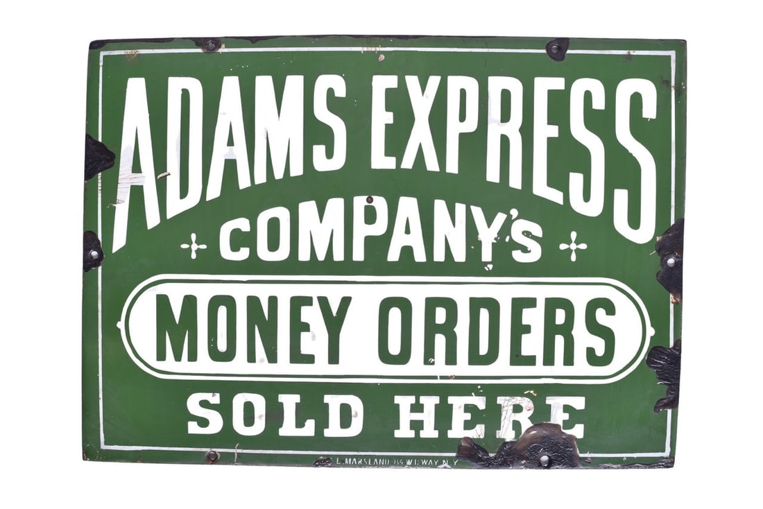Adams Express Co. Money Orders Single Sided Porcelain Sign (1 of 2)