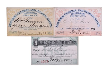 Three New York Central and Hudson River Railroad Annual Passes - 1879, 1884, and 1885