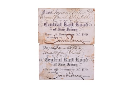1869 and 1870 Central Railroad of New Jersey Senate and Council Annual Passes