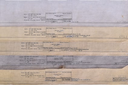 Five Original 1937 Budd Company Chicago Burlington & Quincy Railroad Passenger Car Drawings