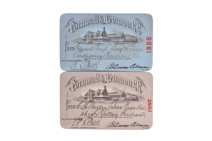 Pair of Cornwall & Lebanon Railroad Annual Passes - 1896 and 1897