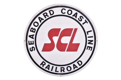 24" Round Metal Seaboard Coast Line Railroad Sign