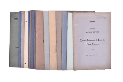 Sixteen Monon Railroad Annual Reports 1899, 1900, 1904, 1906-1911, 1913-1915, 1917-1920