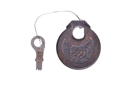 Louisville and Nashville Railroad Six Lever Brass Pancake Lock w/ Key