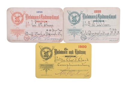 Three Delaware & Hudson Canal Company Railroad Annual Passes - 1898, 1899, 1900