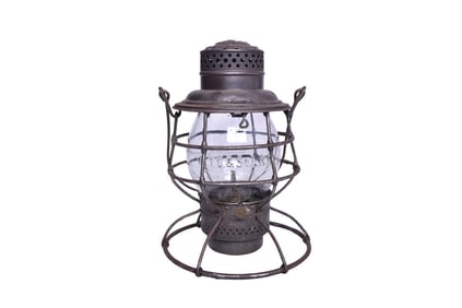 Adams & Westlake New York Chicago & St. Louis Railroad Lantern W/ Clear Cast Globe