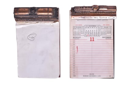Pair of Railroad Advertising Note Pad Holders - Reading Railway and National Molasses Company