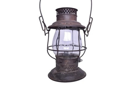 Adlake Reliable Grand Trunk Railway Bell Bottom Railroad Lantern W/ Etched Globe
