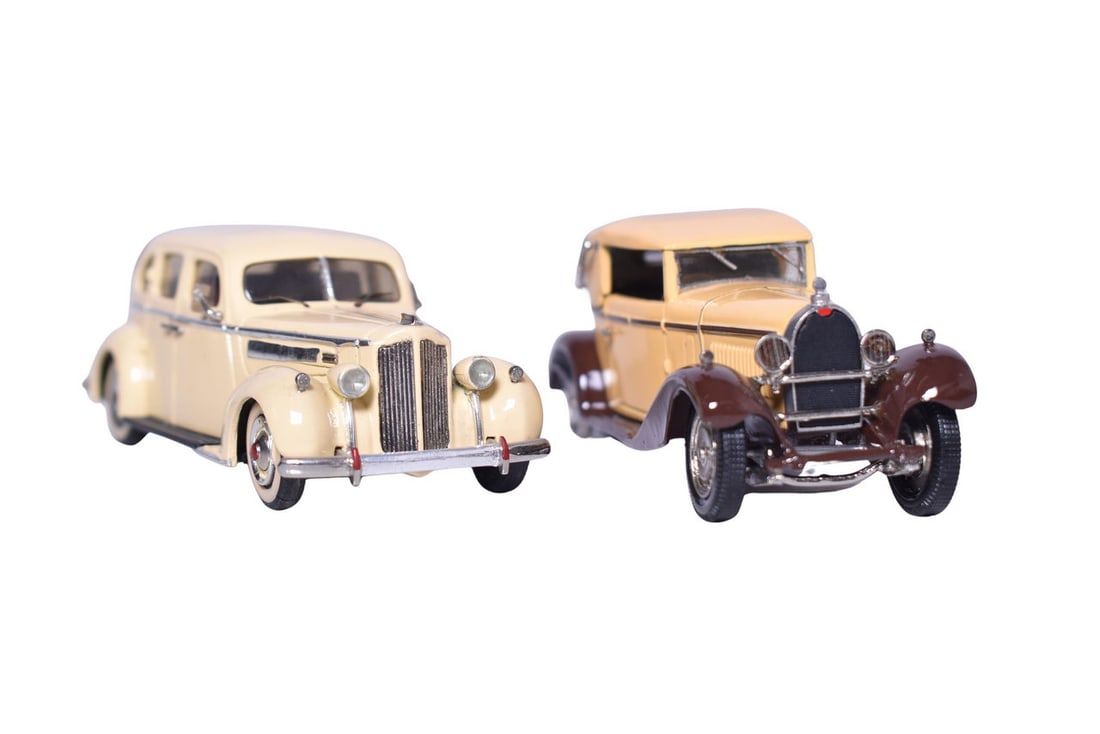 Pair of Tin Wizard 1930s Cars - 1937 Packard Eight 4-Door Sedan and Bugatti 46 Cabriolet (1 of 3)