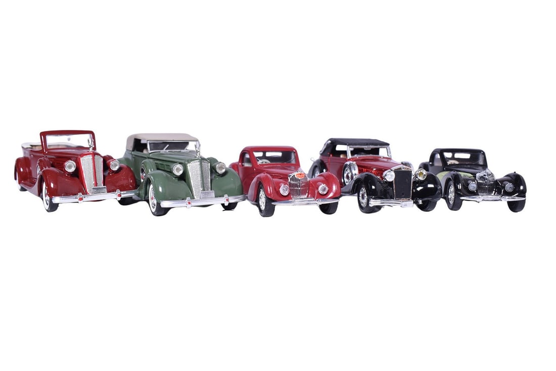 Five Solido Car Models - Bugatti, Delage, and Packard (1 of 5)