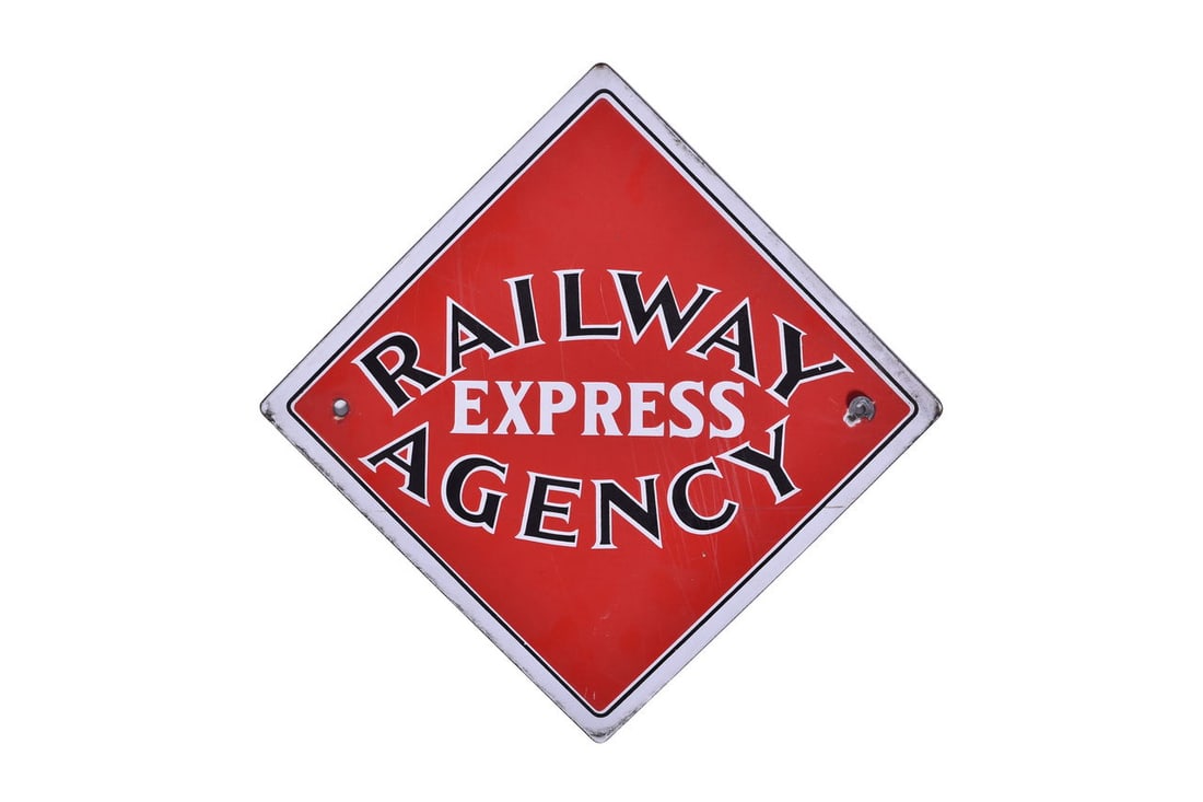 16 3/4" Railway Express Agency Porcelain Sign (1 of 3)