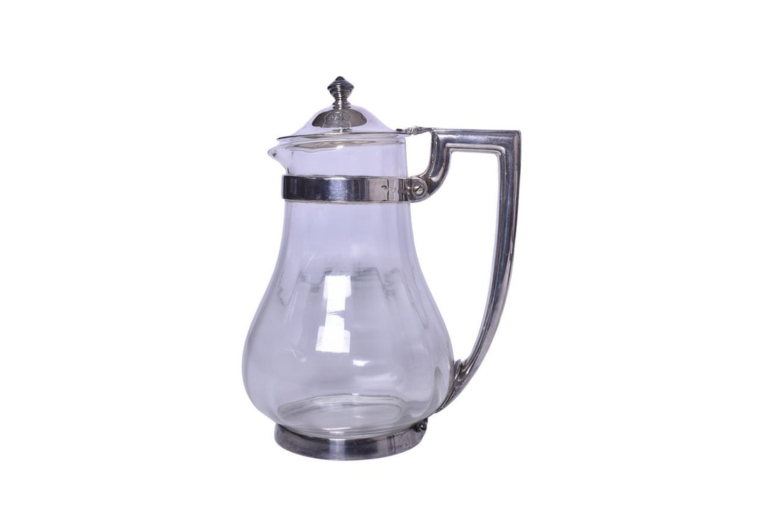 Union Pacific Railroad "Overland Route" Silver Glass Water Carafe (1 of 5)